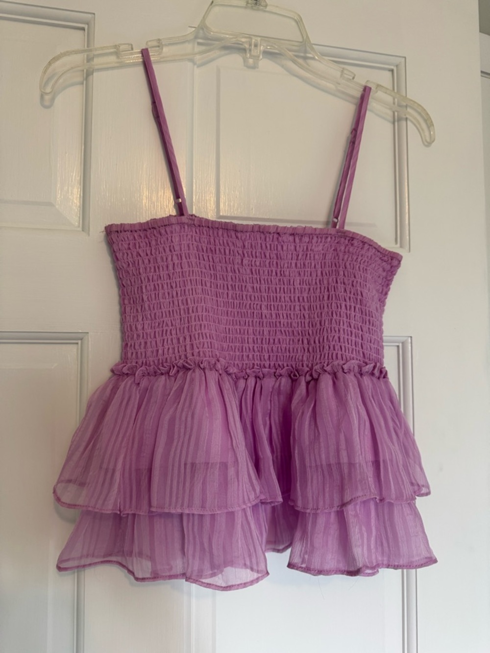 BB Dakota Lavender Smocked Ruffle Cami Top